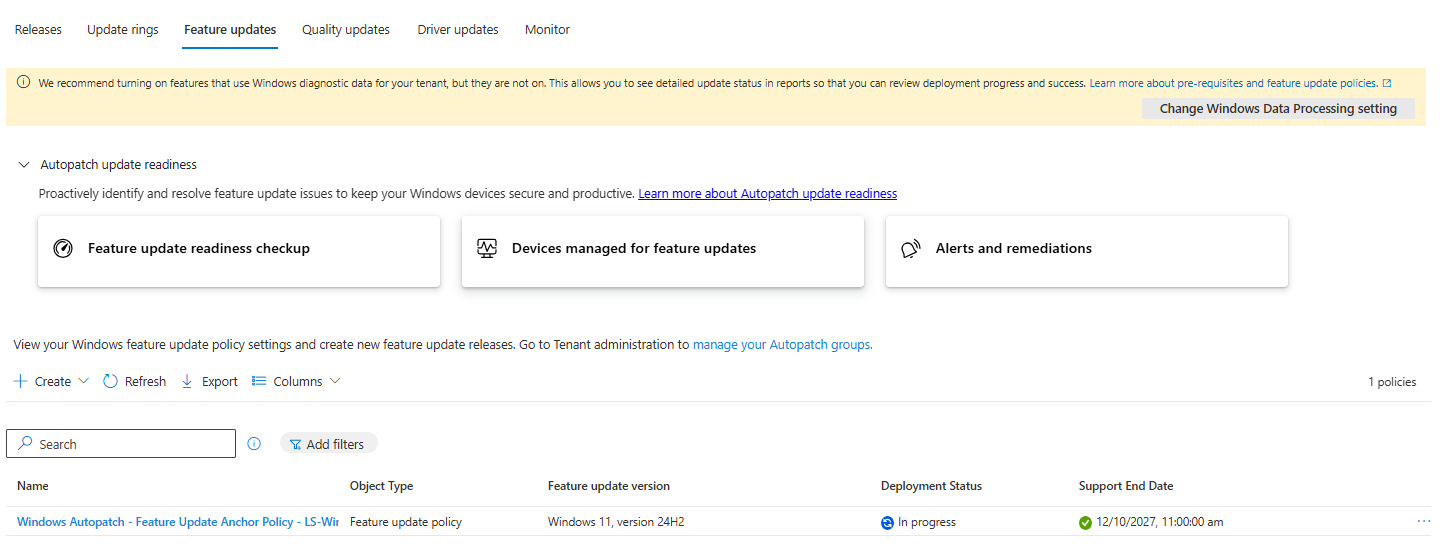 Feature updates after Autopatch