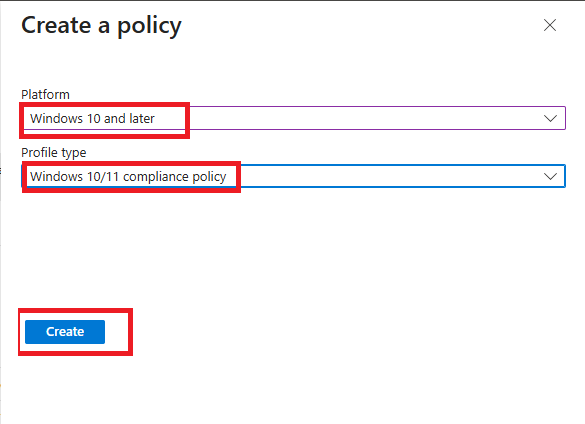 Compliance policy settings