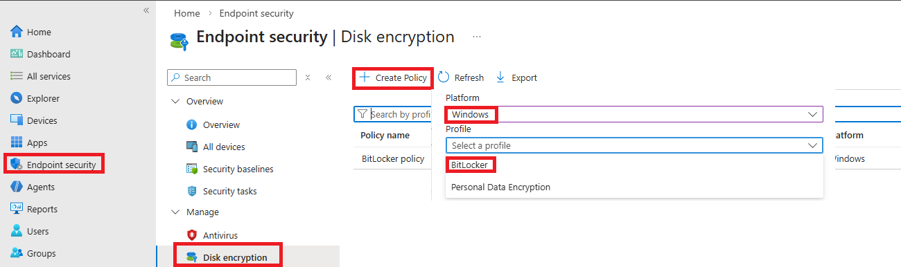 BitLocker base settings