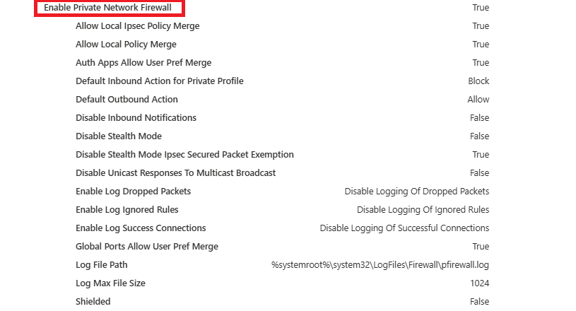 Advanced firewall settings