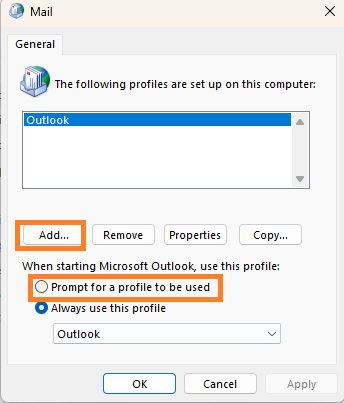 Show Profiles button