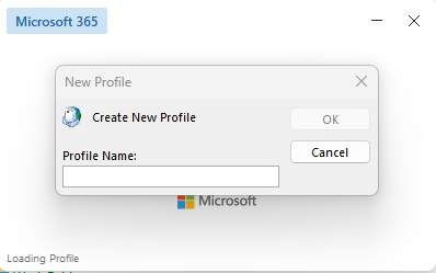 New Outlook Profile creation wizard
