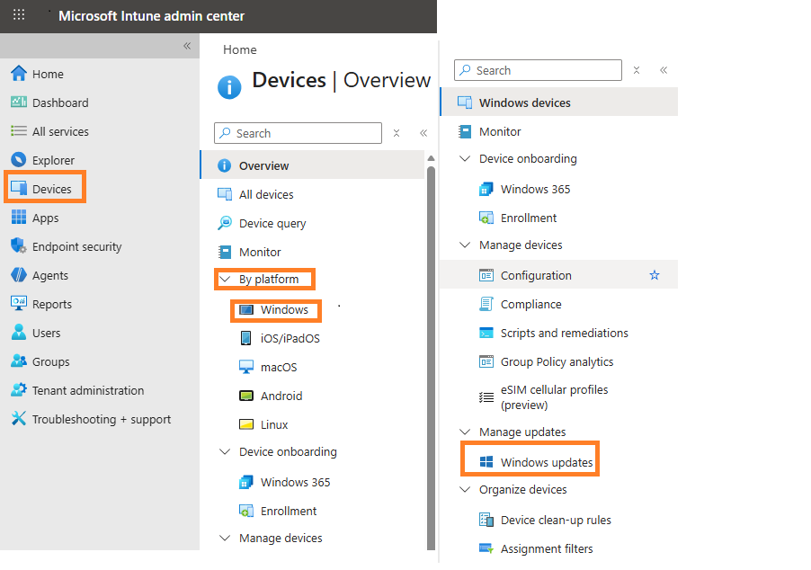 Windows Update page in Intune